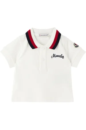 Moncler Baby White Embroidered Logo Polo