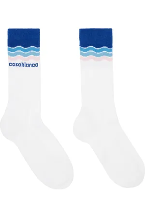 Casablanca White & Blue Wave Socks