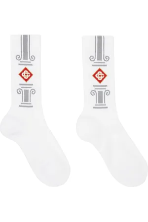 Casablanca White Gray Column Socks