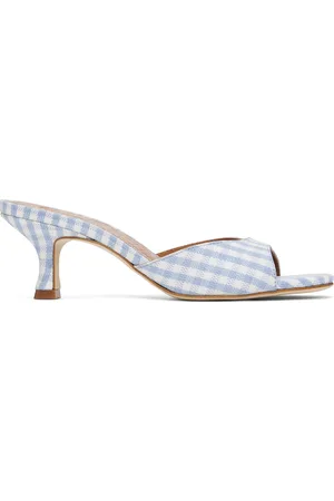 Staud Blue & White Brigitte Mule Heeled Sandals
