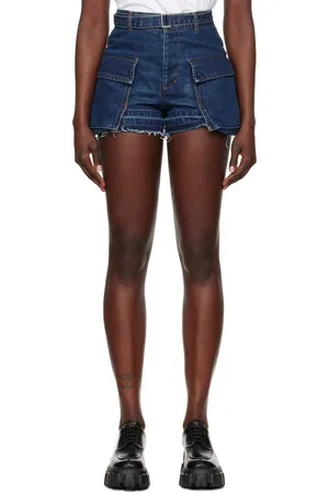SACAI Blue Belted Denim Shorts