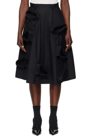 Moschino Black Poplin Multi Collars Midi Skirt