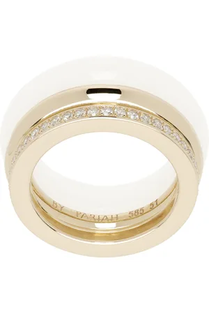 BY PARIAH Gold & White Classic Stack Ring Set