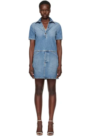 Moschino Blue Laurel Crown Emblem Denim Minidress