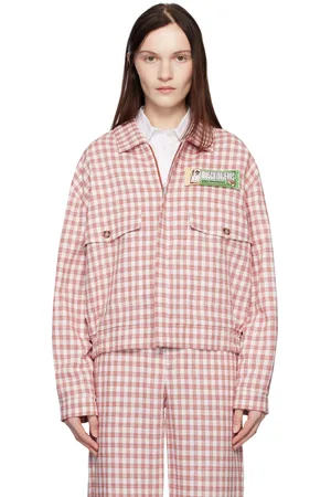 Moschino Red Viscose-Linen Check Jacket