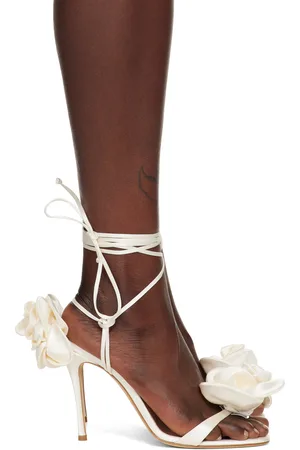 MAGDA BUTRYM Off-White Double Flower Heeled Sandals