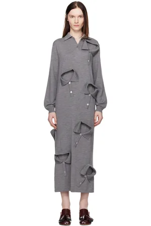 Moschino Gray Multi Collars Knitted Maxi Dress