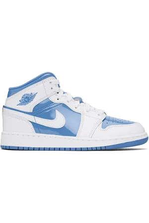 Nike Big Kids White & Blue Air Jordan 1 Mid SE Sneakers