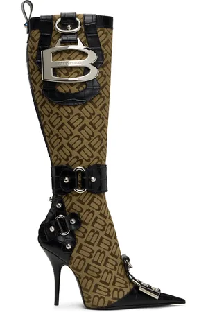 Balenciaga Beige & Black Essex 110mm Tall Boots