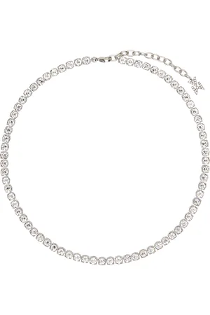 Amina Muaddi Silver Tennis Necklace