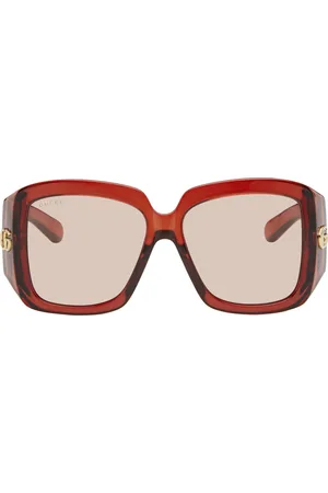 Gucci Burgundy GG Corner Rectangular Sunglasses