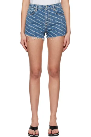 Alexander Wang Blue Bite Logo Denim Shorts