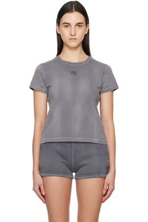 Alexander Wang Gray Puff Logo Shrunken T-shirt