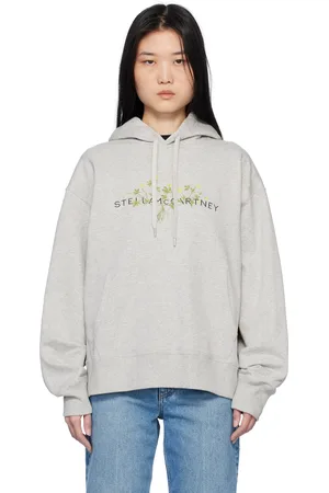 Stella McCartney Gray Floral Embroidered Logo Hoodie