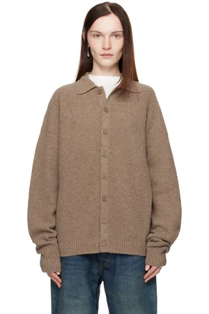 AYA MUSE Brown Relaxed Knit Button Up Cardigan