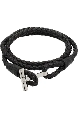 Tom Ford Braided T Leather Bracelet