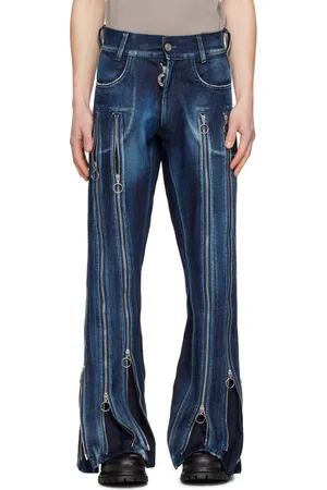 Charlie Constantinou Blue Adjustable Fit Zip Jeans