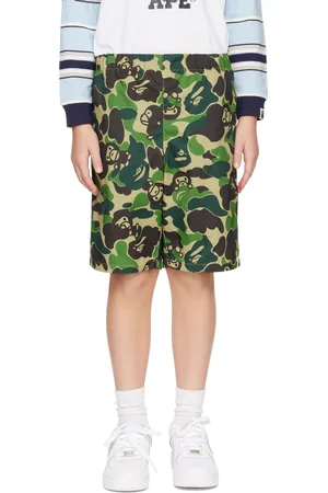 BAPE Kids Green ABC Camo Milo Beach Shorts