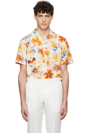 Orlebar Brown White & Orange Hibbert Shirt