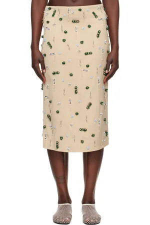 CHRISTOPHER ESBER Beige Embla Beaded Midi Skirt