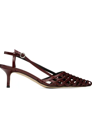 Aeyde Red Helit Leather Slingback Heels