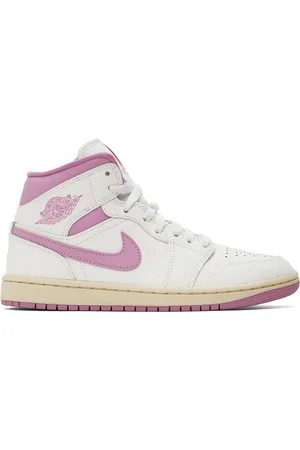 Nike Pink & White Air Jordan 1 Mid Sneakers