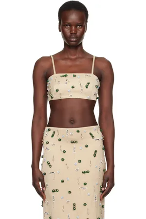 CHRISTOPHER ESBER Beige Embla Beaded Bandeau Tank Top