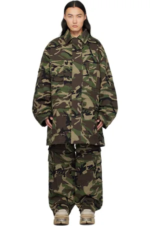 Vetements Khaki Runway Metalized Wrinkled Utility Jacket