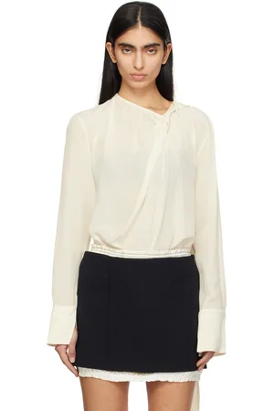 Victoria Beckham Off-White Twist Detail Scarf Blouse