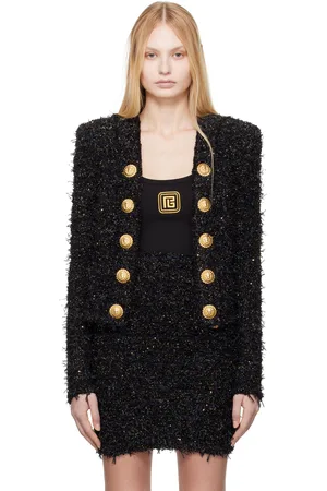 Balmain Black Edge-To-Edge Tweed Jacket