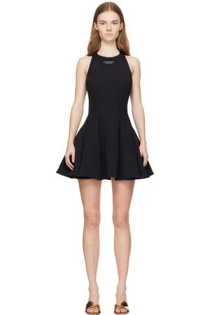 Balmain Black Flared Pleated Minidress