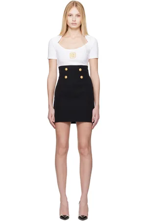 Balmain Black Wool Miniskirt