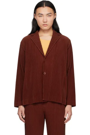 Issey Miyake Red Tailored Pleats 2 Blazer