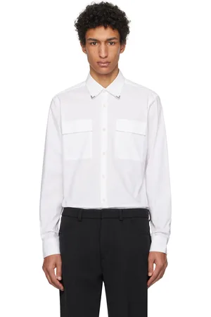 HUGO BOSS White Slim-Fit Metal Trim Shirt