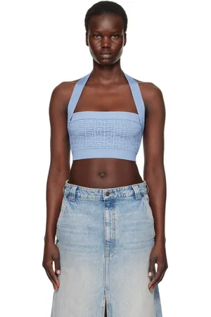 Balmain Blue PB Labyrinth Monogram Top