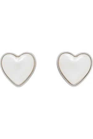 AMBUSH White Faux Pearl Heart Stud Pierce Earrings
