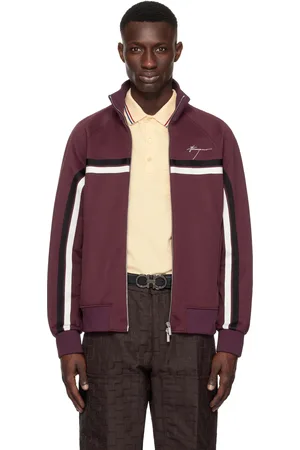 Salvatore Ferragamo Burgundy Sporty Zip Up Track Jacket