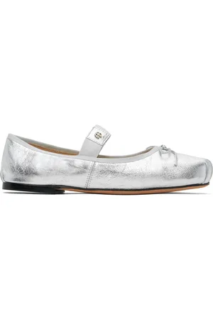ANINE BING Silver Jolie Ballerina Flats