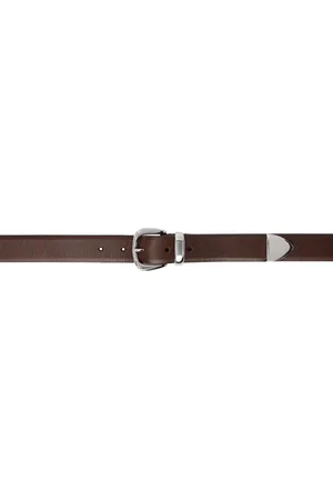 Brown Narrow Veg Tanned Leather Belt