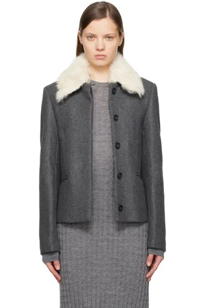 Totême Gray Shearling Collar Jacket