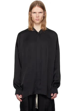 Rick Owens Black Hollywood Oversized Snap Collar Faun Shirt