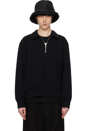 SACAI Black Sponge Sweat Polo