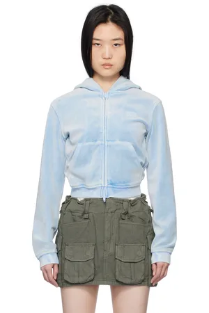 Alexander Wang Blue Shrunken Zip-Up Hoodie