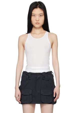 Alexander Wang Crystal Hotfix Racer Tank Top