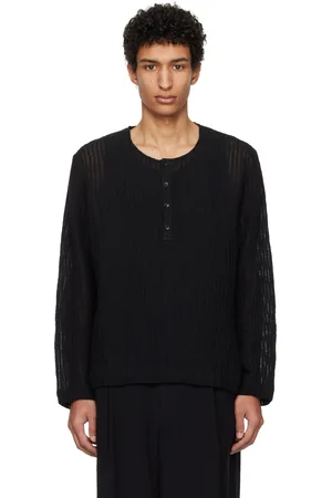COMMAS Sheer Stripe Linen Woven Henley
