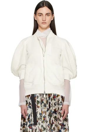 SACAI Off-White Nylon Twill Bomber Jacket