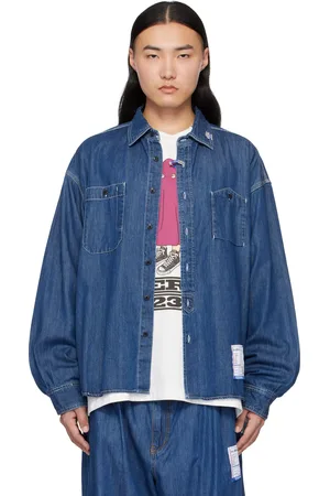 Maison Mihara Yasuhiro Blue Cotton Tencel Long-Sleeve Denim Shirt