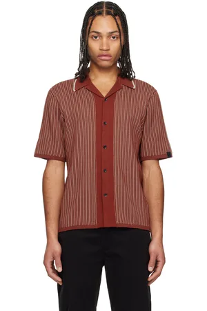 RAG&BONE Burgundy Harvey Knit Camp Shirt