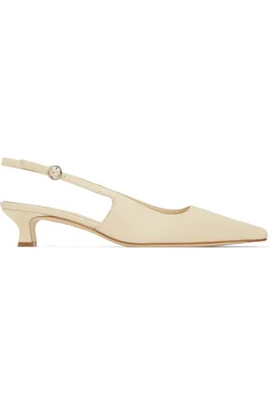 Aeyde Off-White Catrina Leather Slingback Heels