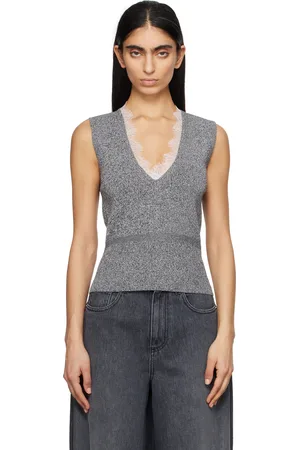 J.W.Anderson Gray V-Neck Lace Trim Vest